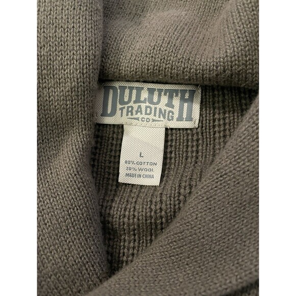 Duluth Trading Men's Green Knit Sweater Size Large Shawl Collar Ribbed - Picture 3 of 5